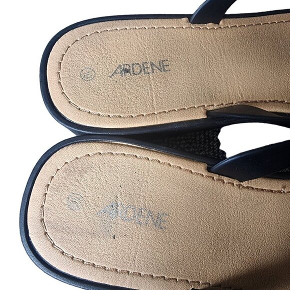 Rhinestone Sparkle Toe Thong Wedge Dressy Flip Flops Silver Black Size 10 - Picture 9 of 15